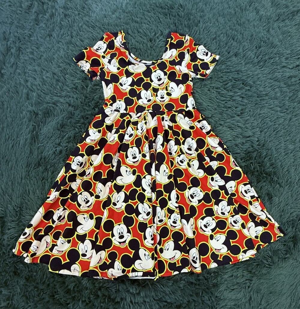 WILD RICH KIDS Girls 13/14 Disney Mickey Mouse Red Black A-Line Dress Short